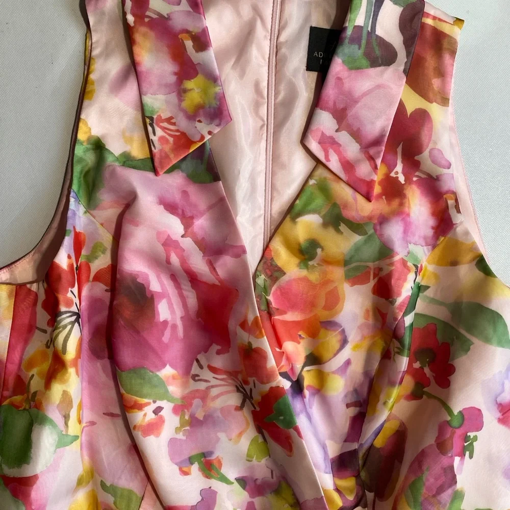 NEW Womens Plus 14W Adrianna Papell Print High-Low Midi Dress Pink Multi $259 - Picture 11 of 12